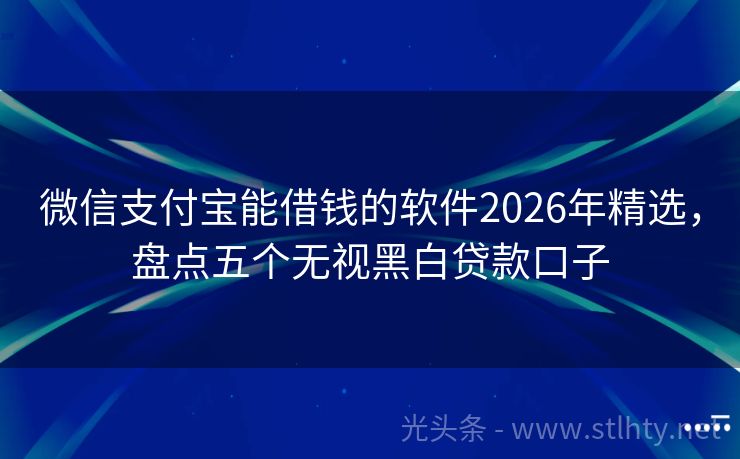 微信支付宝能借钱的软件2026年精选，盘点五个无视黑白贷款口子