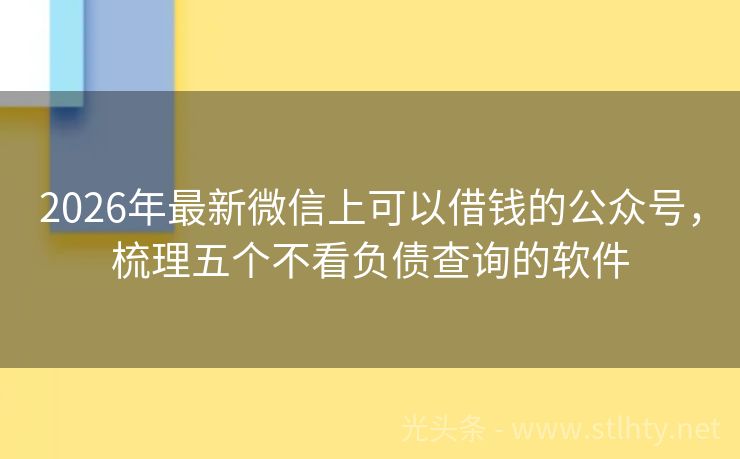 2026年最新微信上可以借钱的公众号，梳理五个不看负债查询的软件