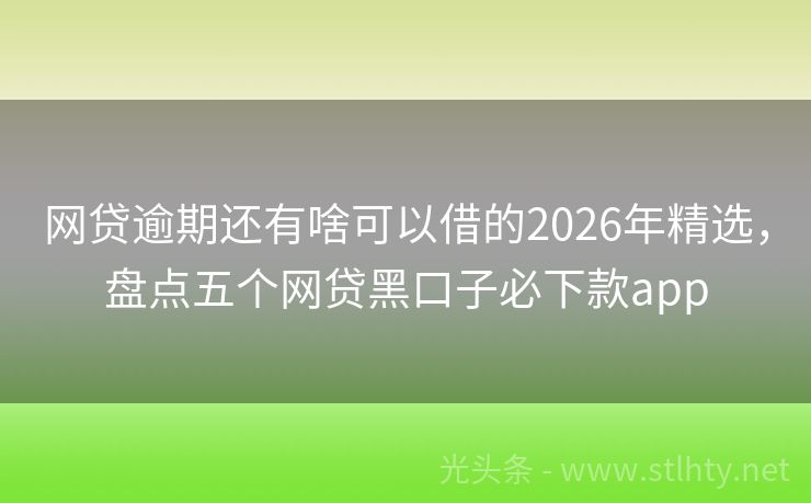 网贷逾期还有啥可以借的2026年精选，盘点五个网贷黑口子必下款app