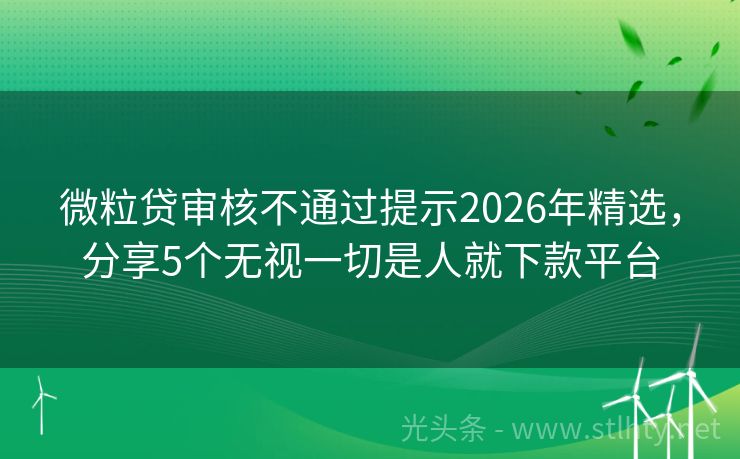 微粒贷审核不通过提示2026年精选，分享5个无视一切是人就下款平台
