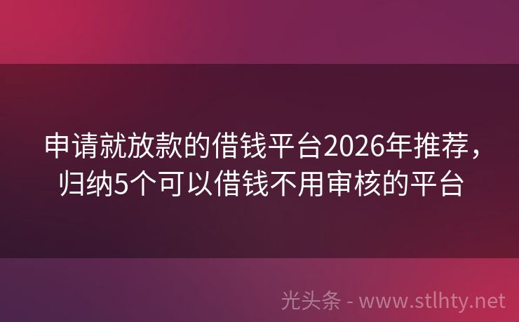 申请就放款的借钱平台2026年推荐，归纳5个可以借钱不用审核的平台