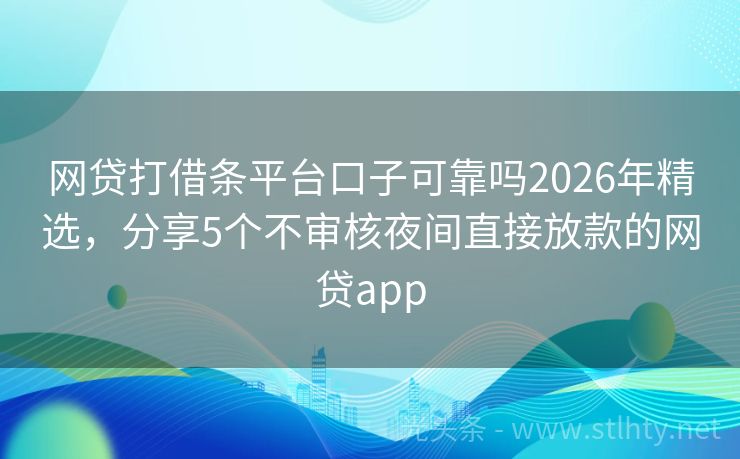 网贷打借条平台口子可靠吗2026年精选，分享5个不审核夜间直接放款的网贷app
