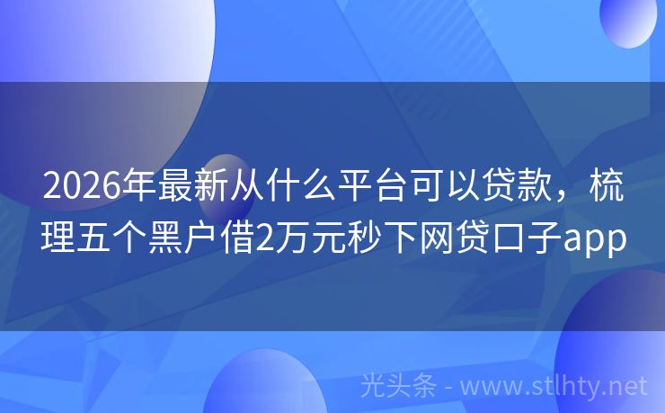 2026年最新从什么平台可以贷款，梳理五个黑户借2万元秒下网贷口子app
