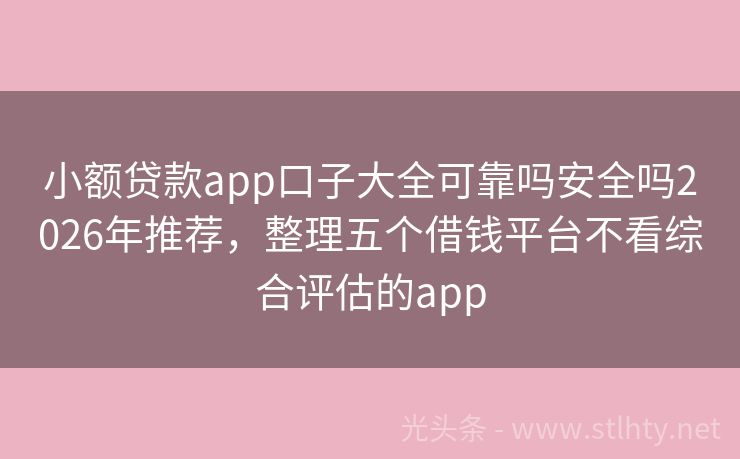 小额贷款app口子大全可靠吗安全吗2026年推荐，整理五个借钱平台不看综合评估的app