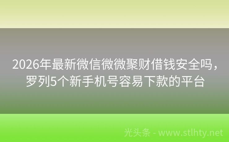 2026年最新微信微微聚财借钱安全吗，罗列5个新手机号容易下款的平台