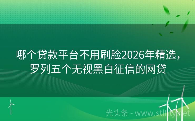 哪个贷款平台不用刷脸2026年精选，罗列五个无视黑白征信的网贷