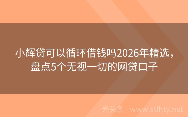 小辉贷可以循环借钱吗2026年精选，盘点5个无视一切的网贷口子