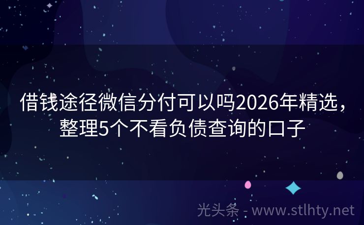 借钱途径微信分付可以吗2026年精选，整理5个不看负债查询的口子