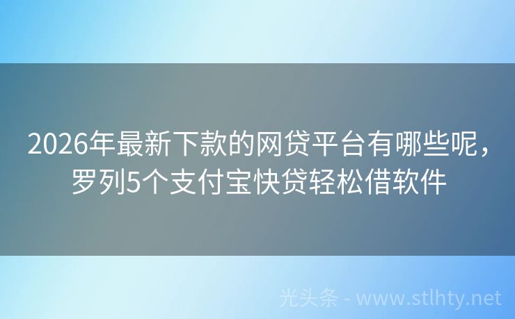 2026年最新下款的网贷平台有哪些呢，罗列5个支付宝快贷轻松借软件