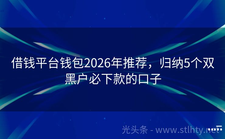 借钱平台钱包2026年推荐，归纳5个双黑户必下款的口子