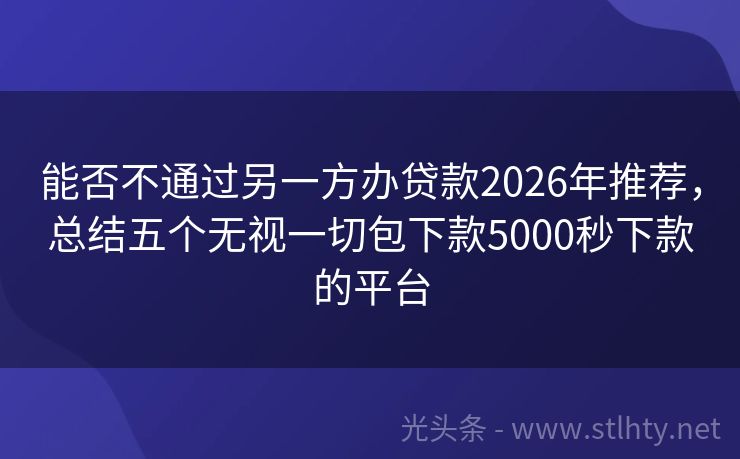 能否不通过另一方办贷款2026年推荐，总结五个无视一切包下款5000秒下款的平台