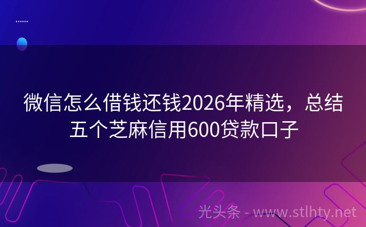 微信怎么借钱还钱2026年精选，总结五个芝麻信用600贷款口子