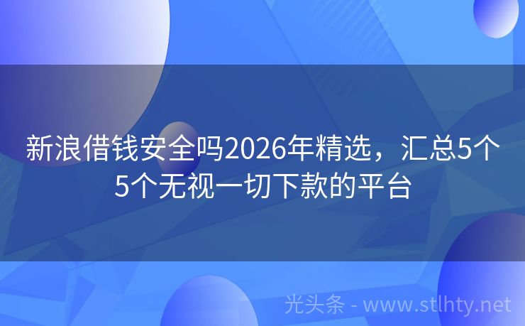 新浪借钱安全吗2026年精选，汇总5个5个无视一切下款的平台
