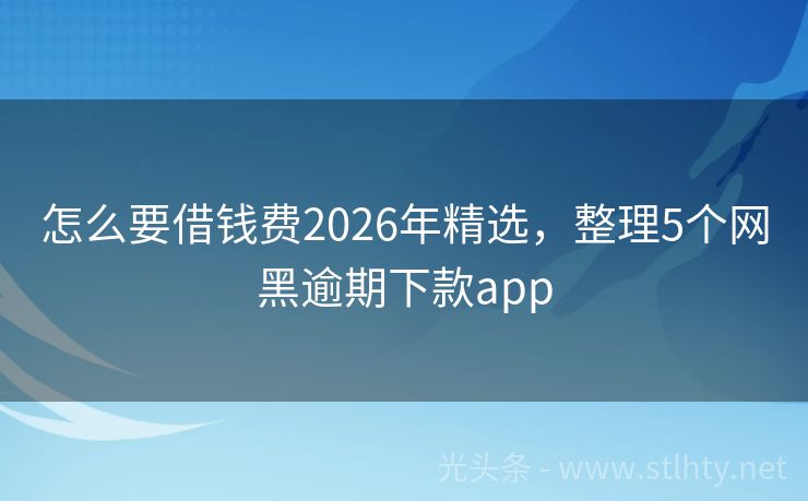 怎么要借钱费2026年精选，整理5个网黑逾期下款app