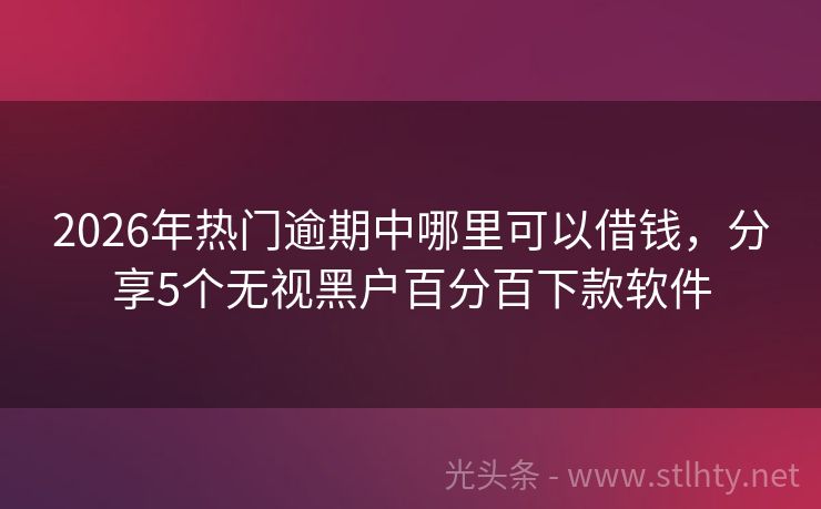 2026年热门逾期中哪里可以借钱，分享5个无视黑户百分百下款软件