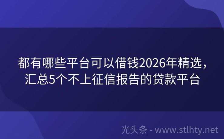 都有哪些平台可以借钱2026年精选，汇总5个不上征信报告的贷款平台