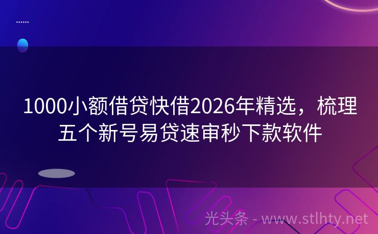 1000小额借贷快借2026年精选，梳理五个新号易贷速审秒下款软件