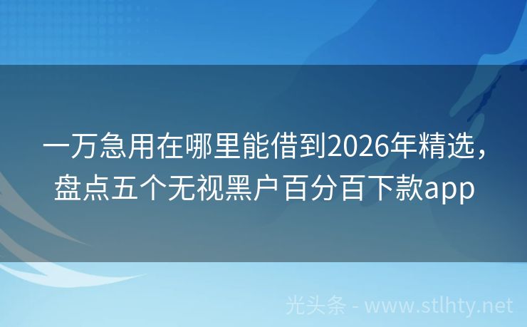 一万急用在哪里能借到2026年精选，盘点五个无视黑户百分百下款app