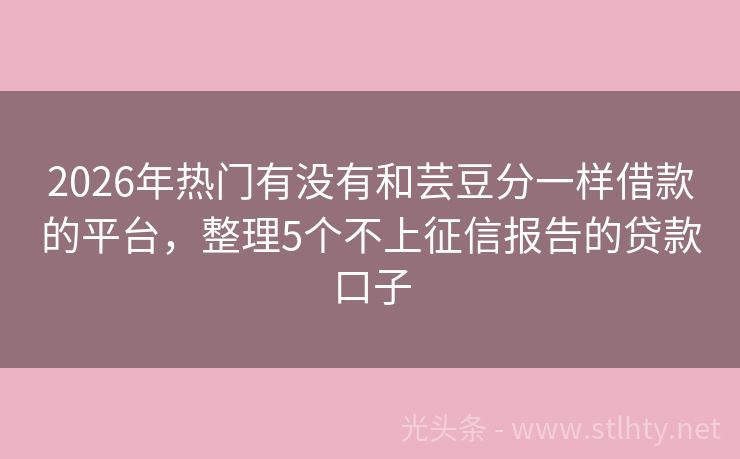 2026年热门有没有和芸豆分一样借款的平台，整理5个不上征信报告的贷款口子