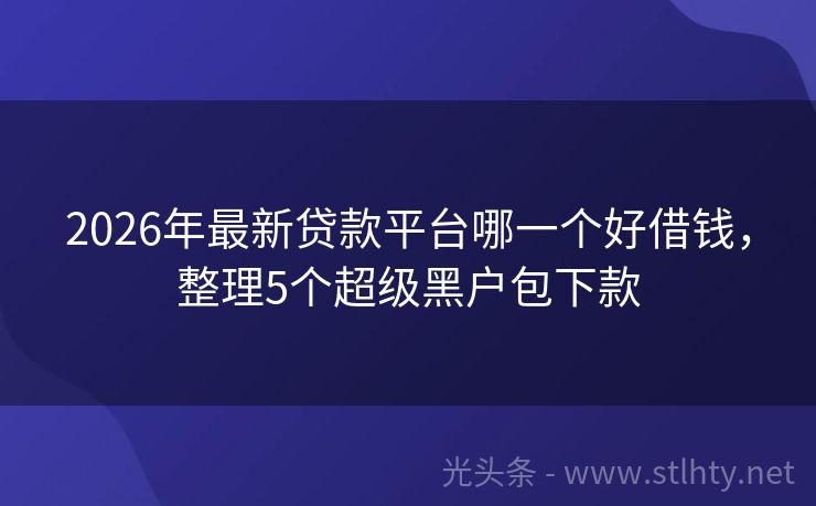 2026年最新贷款平台哪一个好借钱，整理5个超级黑户包下款