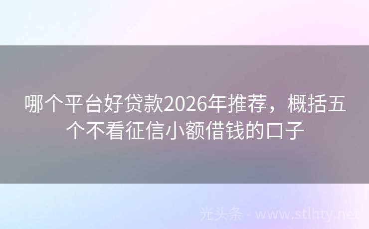哪个平台好贷款2026年推荐，概括五个不看征信小额借钱的口子