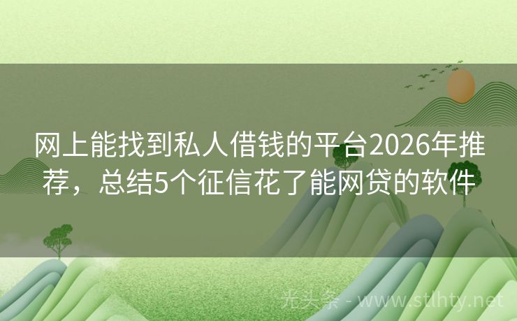 网上能找到私人借钱的平台2026年推荐，总结5个征信花了能网贷的软件