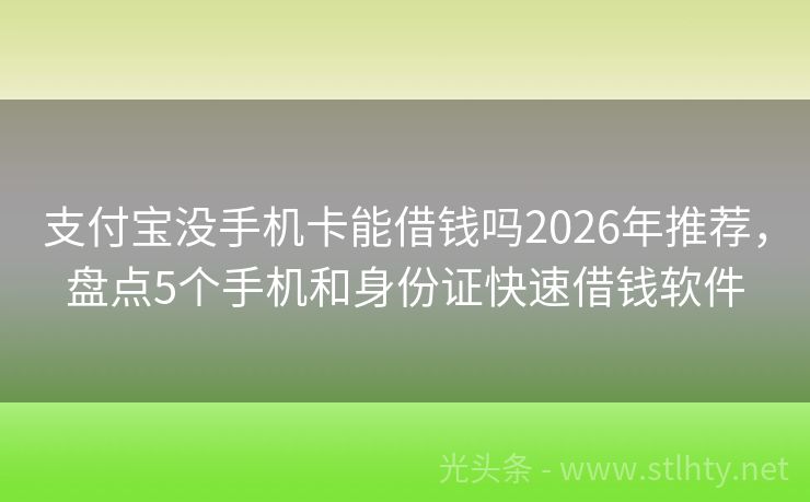 支付宝没手机卡能借钱吗2026年推荐，盘点5个手机和身份证快速借钱软件