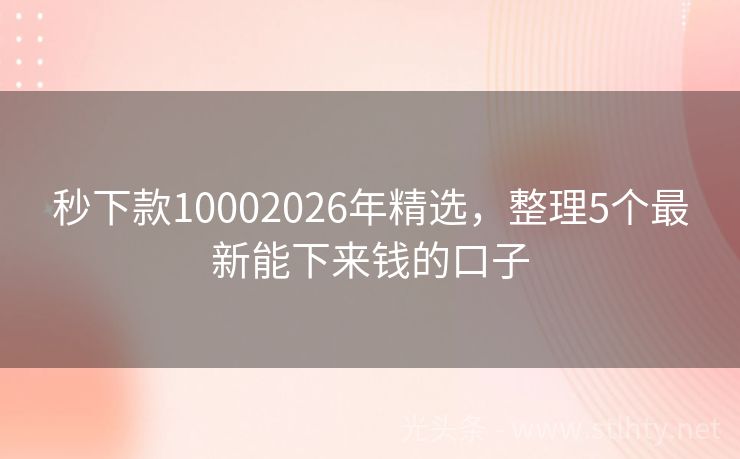 秒下款10002026年精选，整理5个最新能下来钱的口子