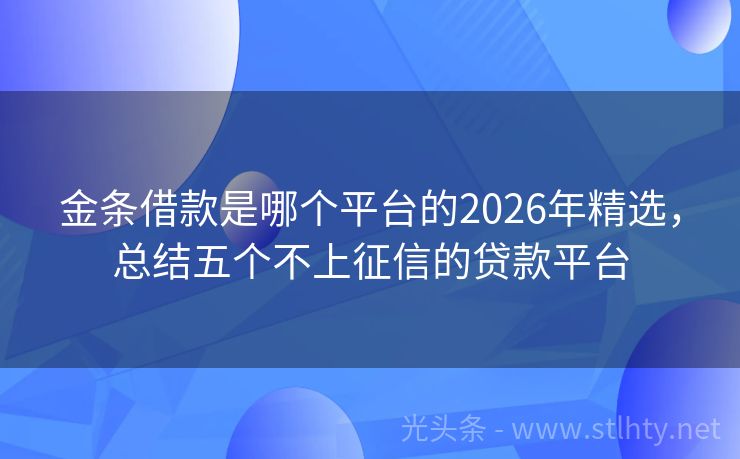 金条借款是哪个平台的2026年精选，总结五个不上征信的贷款平台