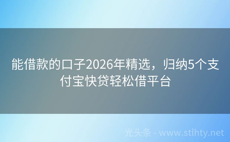 能借款的口子2026年精选，归纳5个支付宝快贷轻松借平台