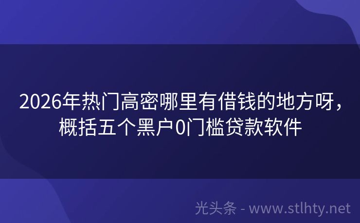 2026年热门高密哪里有借钱的地方呀，概括五个黑户0门槛贷款软件