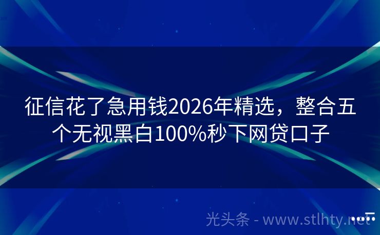 征信花了急用钱2026年精选，整合五个无视黑白100%秒下网贷口子
