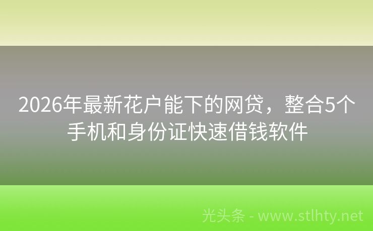 2026年最新花户能下的网贷，整合5个手机和身份证快速借钱软件