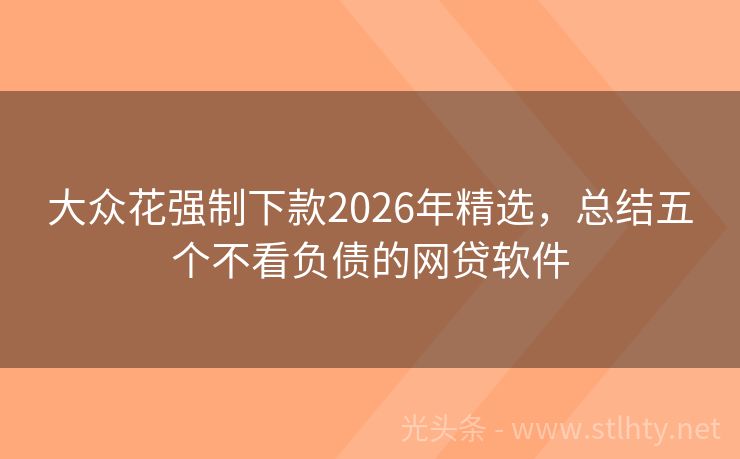 大众花强制下款2026年精选，总结五个不看负债的网贷软件