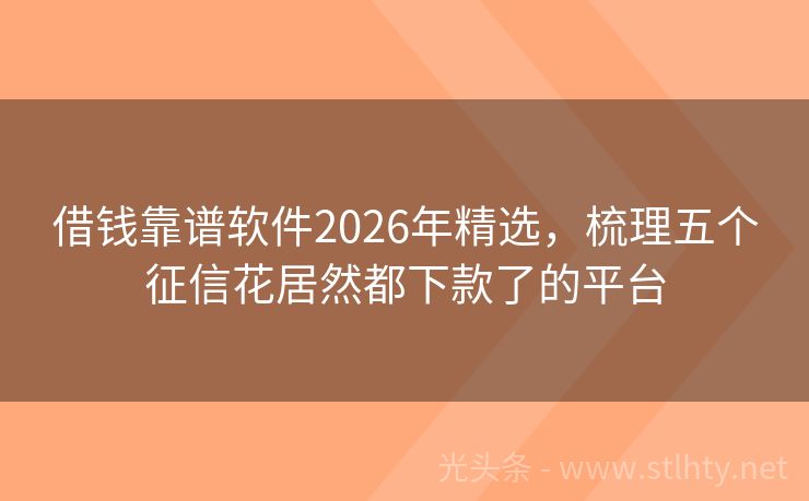 借钱靠谱软件2026年精选，梳理五个征信花居然都下款了的平台