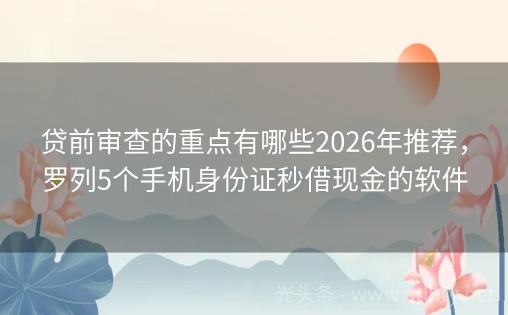 贷前审查的重点有哪些2026年推荐，罗列5个手机身份证秒借现金的软件