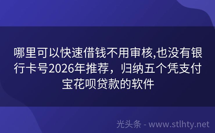 哪里可以快速借钱不用审核,也没有银行卡号2026年推荐，归纳五个凭支付宝花呗贷款的软件