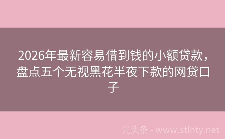 2026年最新容易借到钱的小额贷款，盘点五个无视黑花半夜下款的网贷口子