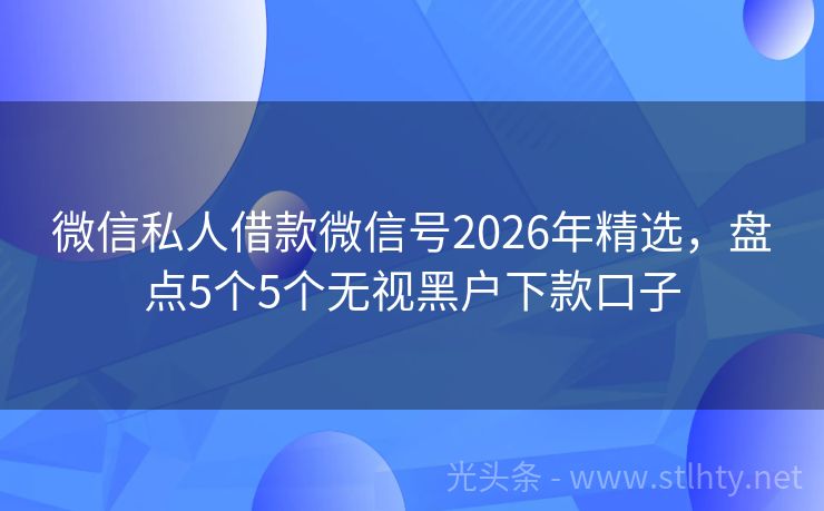 微信私人借款微信号2026年精选，盘点5个5个无视黑户下款口子