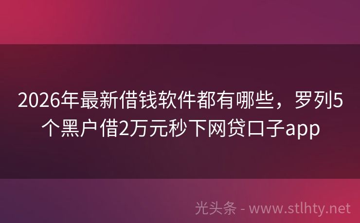 2026年最新借钱软件都有哪些，罗列5个黑户借2万元秒下网贷口子app
