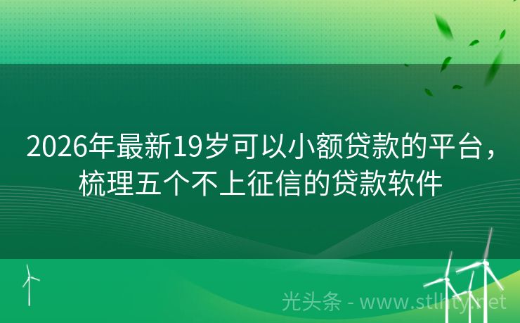 2026年最新19岁可以小额贷款的平台，梳理五个不上征信的贷款软件