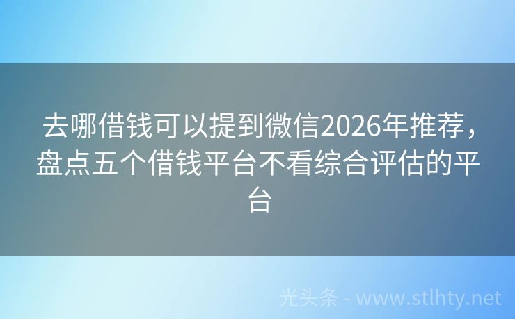去哪借钱可以提到微信2026年推荐，盘点五个借钱平台不看综合评估的平台