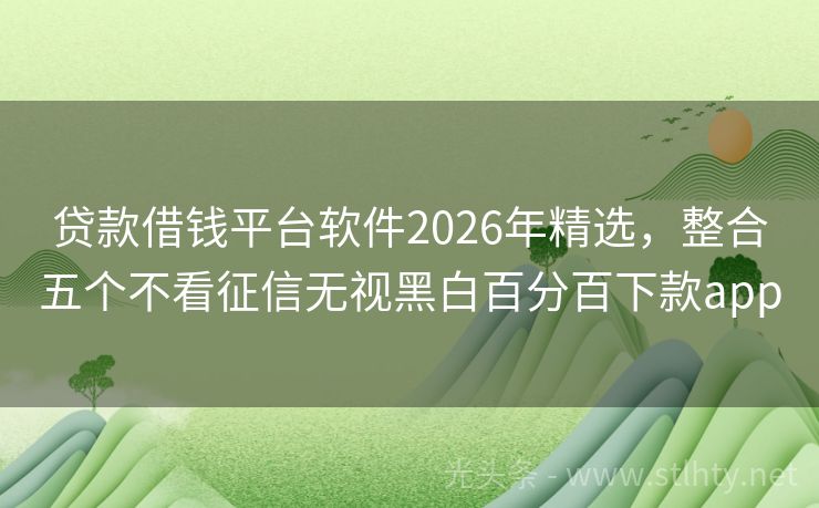 贷款借钱平台软件2026年精选，整合五个不看征信无视黑白百分百下款app