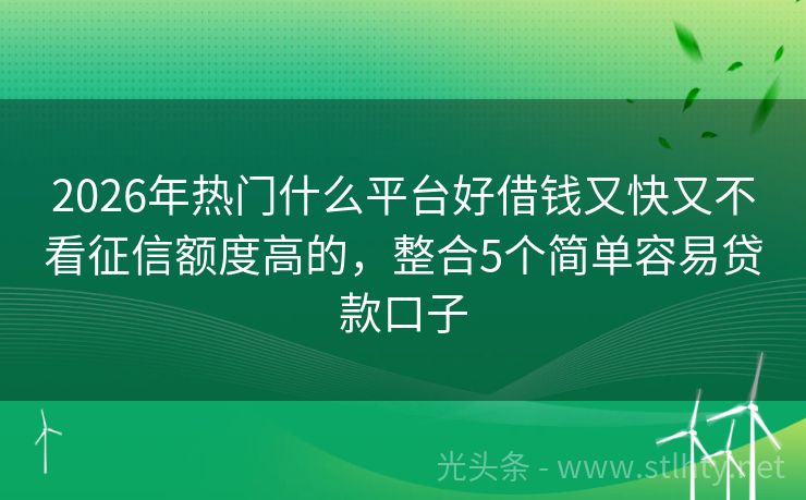 2026年热门什么平台好借钱又快又不看征信额度高的，整合5个简单容易贷款口子