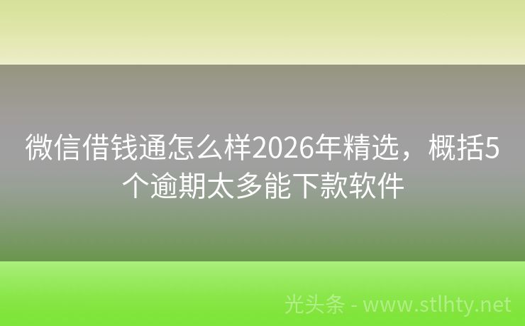 微信借钱通怎么样2026年精选，概括5个逾期太多能下款软件