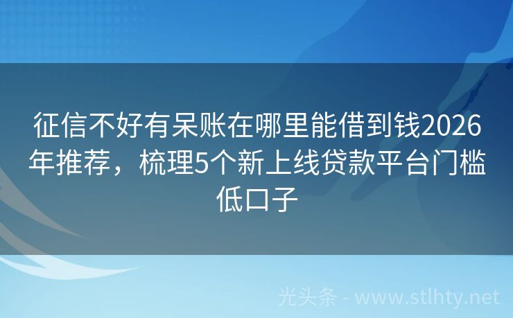 征信不好有呆账在哪里能借到钱2026年推荐，梳理5个新上线贷款平台门槛低口子