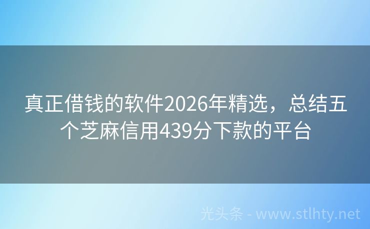 真正借钱的软件2026年精选，总结五个芝麻信用439分下款的平台