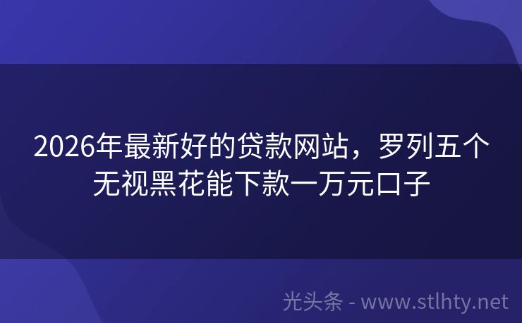 2026年最新好的贷款网站，罗列五个无视黑花能下款一万元口子