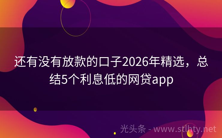 还有没有放款的口子2026年精选，总结5个利息低的网贷app