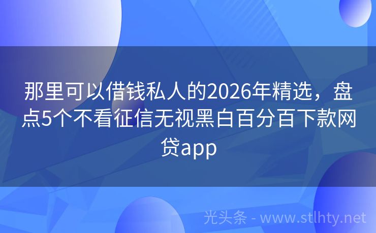 那里可以借钱私人的2026年精选，盘点5个不看征信无视黑白百分百下款网贷app